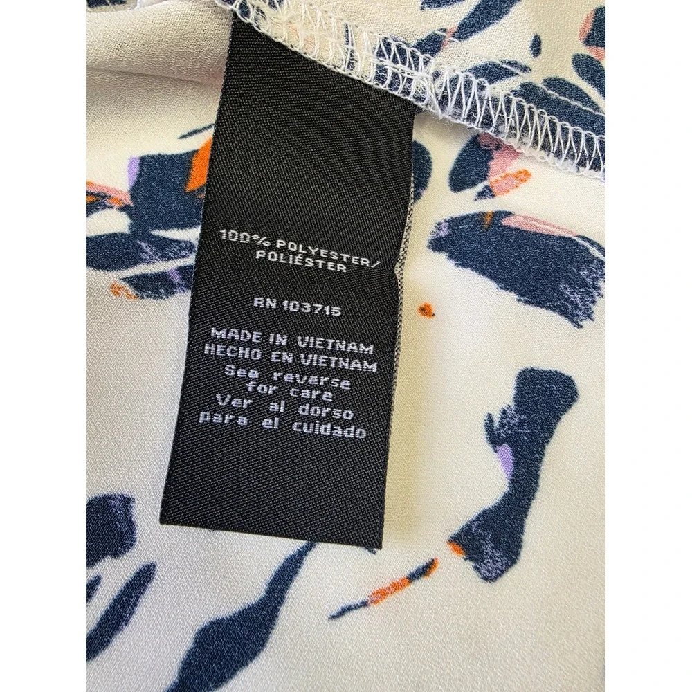 Zac & Rachel Womens Med Floral Sleeveless Pleated Front Blouse Navy Orange White - Picture 4 of 7